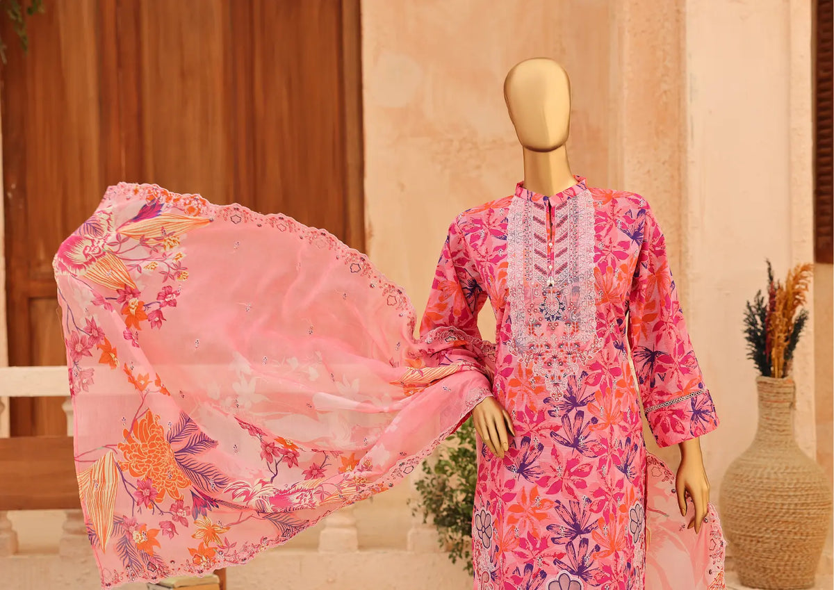 CASCA Rose Fuchsia Bloom Design 01 outfit and dupatta view