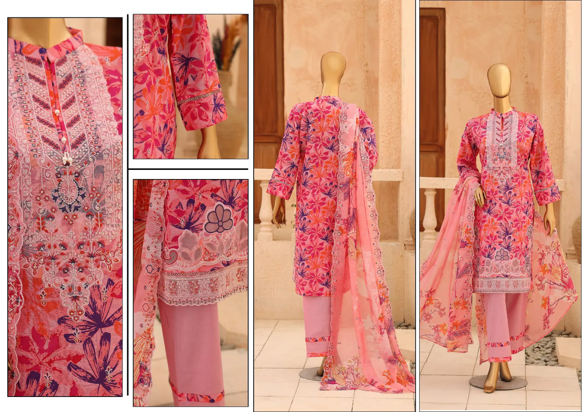 CASCA Rose Fuchsia Bloom Design 01 embroidery and back details