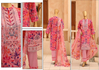 CASCA Rose Fuchsia Bloom Design 01 embroidery and back details