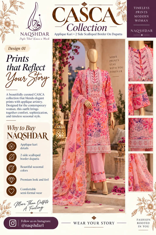 CASCA Rose Fuchsia Bloom Design 01 front look