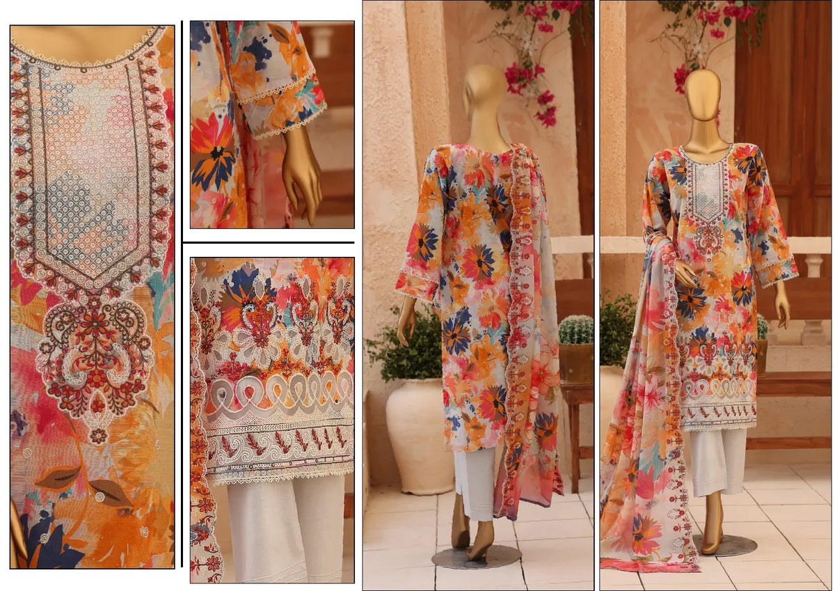 CASCA Coral Mosaic Bloom Design 06 embroidery and back details