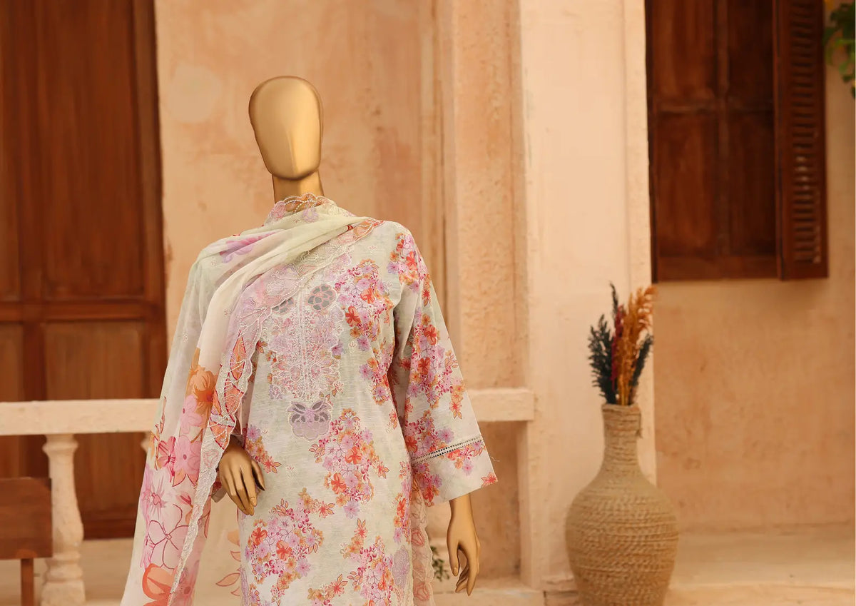 CASCA Pearl Blush Garden Design 07 outfit and dupatta view