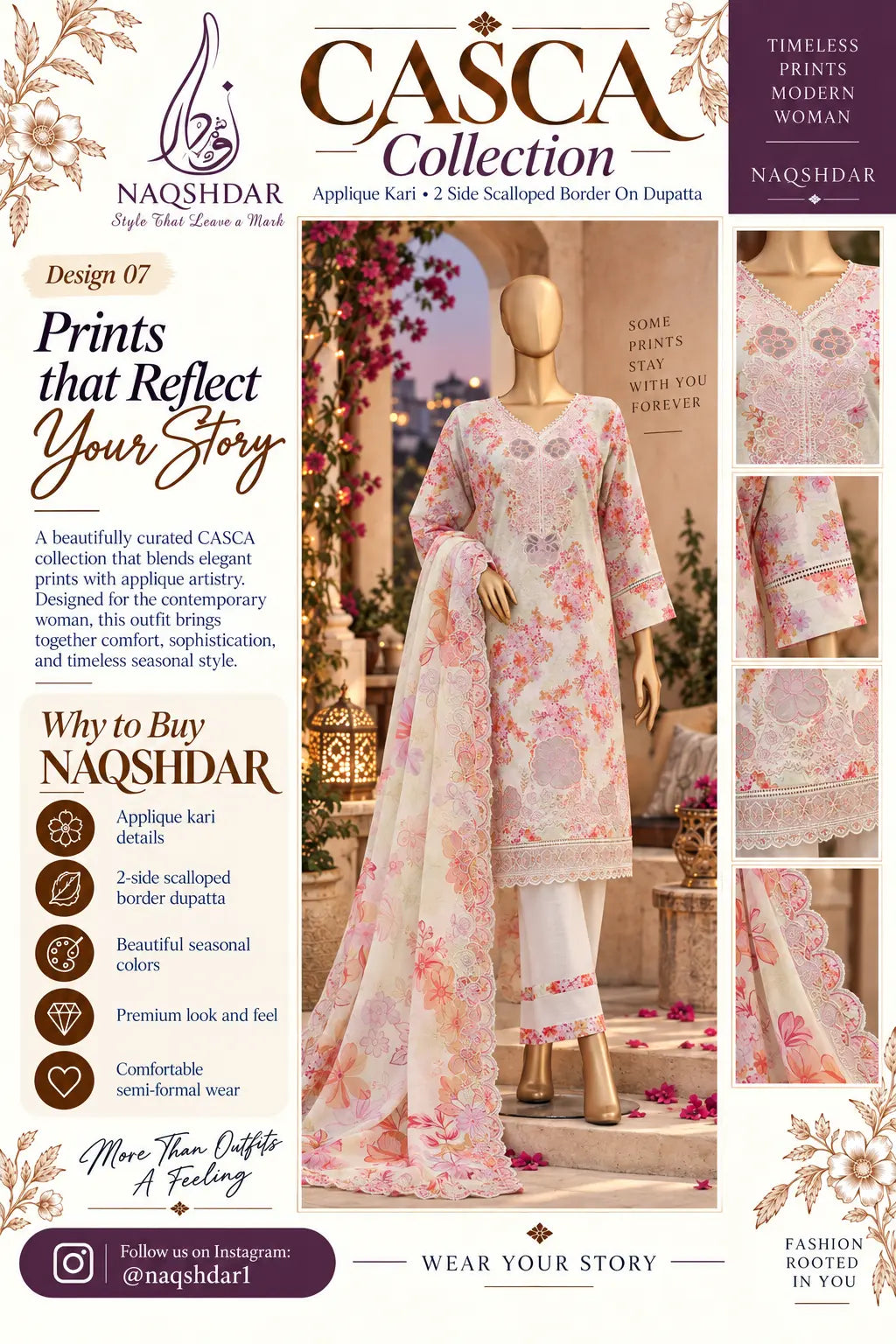 CASCA Pearl Blush Garden Design 07 front look