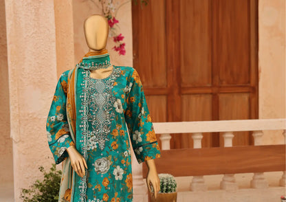 CASCA Emerald Teal Garden Design 08 outfit and dupatta view