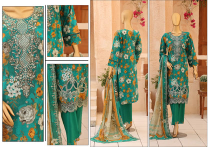 CASCA Emerald Teal Garden Design 08 embroidery and back details