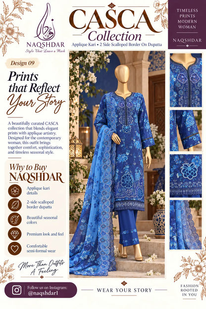 CASCA Sapphire Blue Medallion Design 09 front look