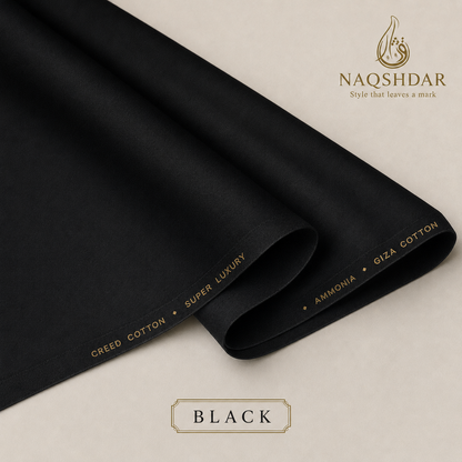 Creed Cotton in Black – liquid ammonia finished fabric