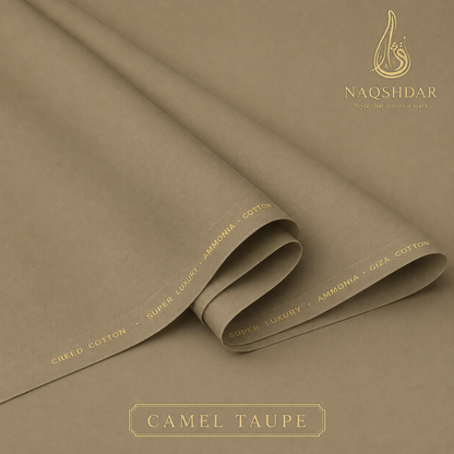 Creed Cotton in Camel Taupe – liquid ammonia finished fabric