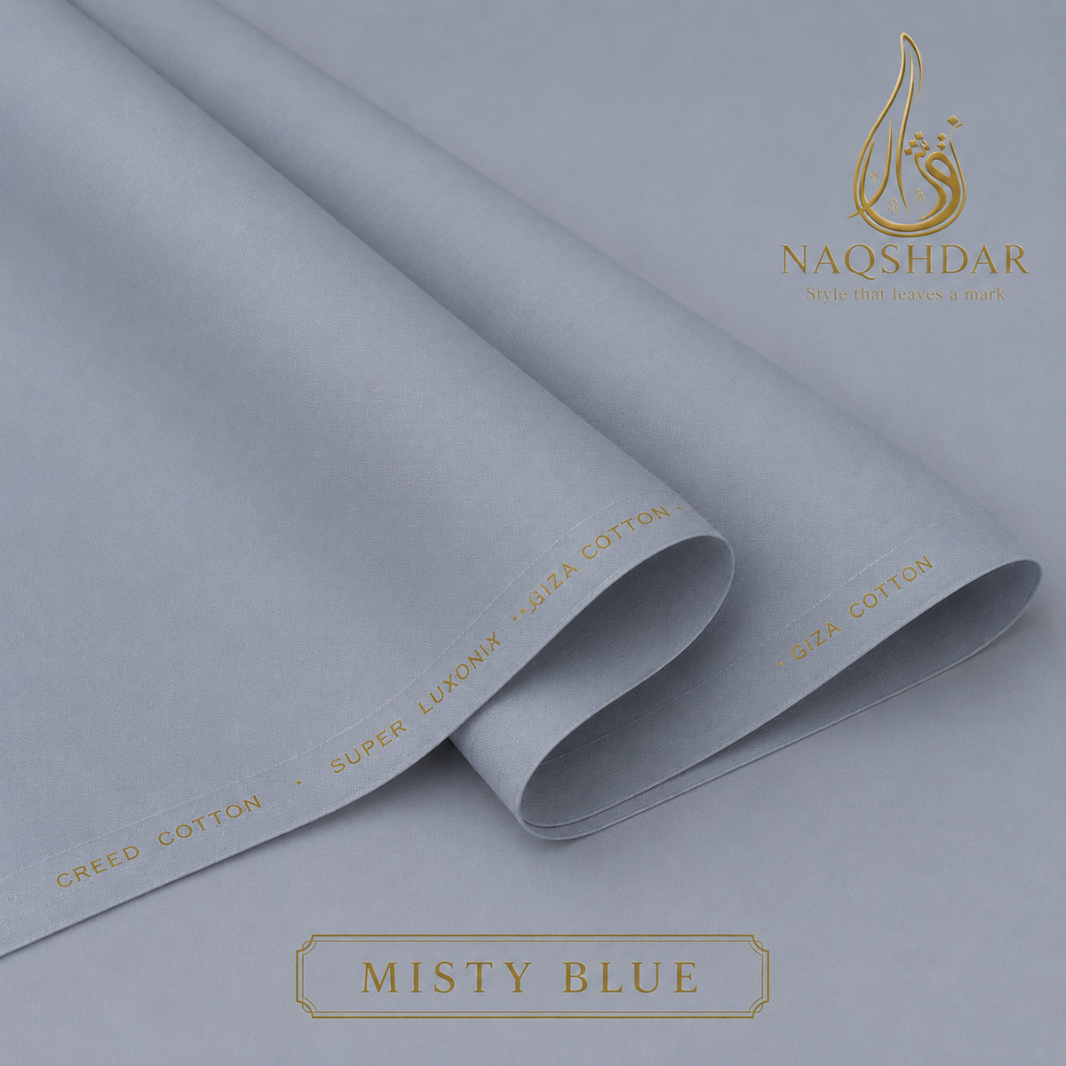 Creed Cotton in Misty Blue – liquid ammonia finished fabric