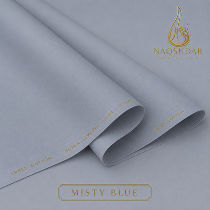 Creed Cotton in Misty Blue – liquid ammonia finished fabric