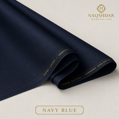 Creed Cotton in Navy Blue – liquid ammonia finished fabric