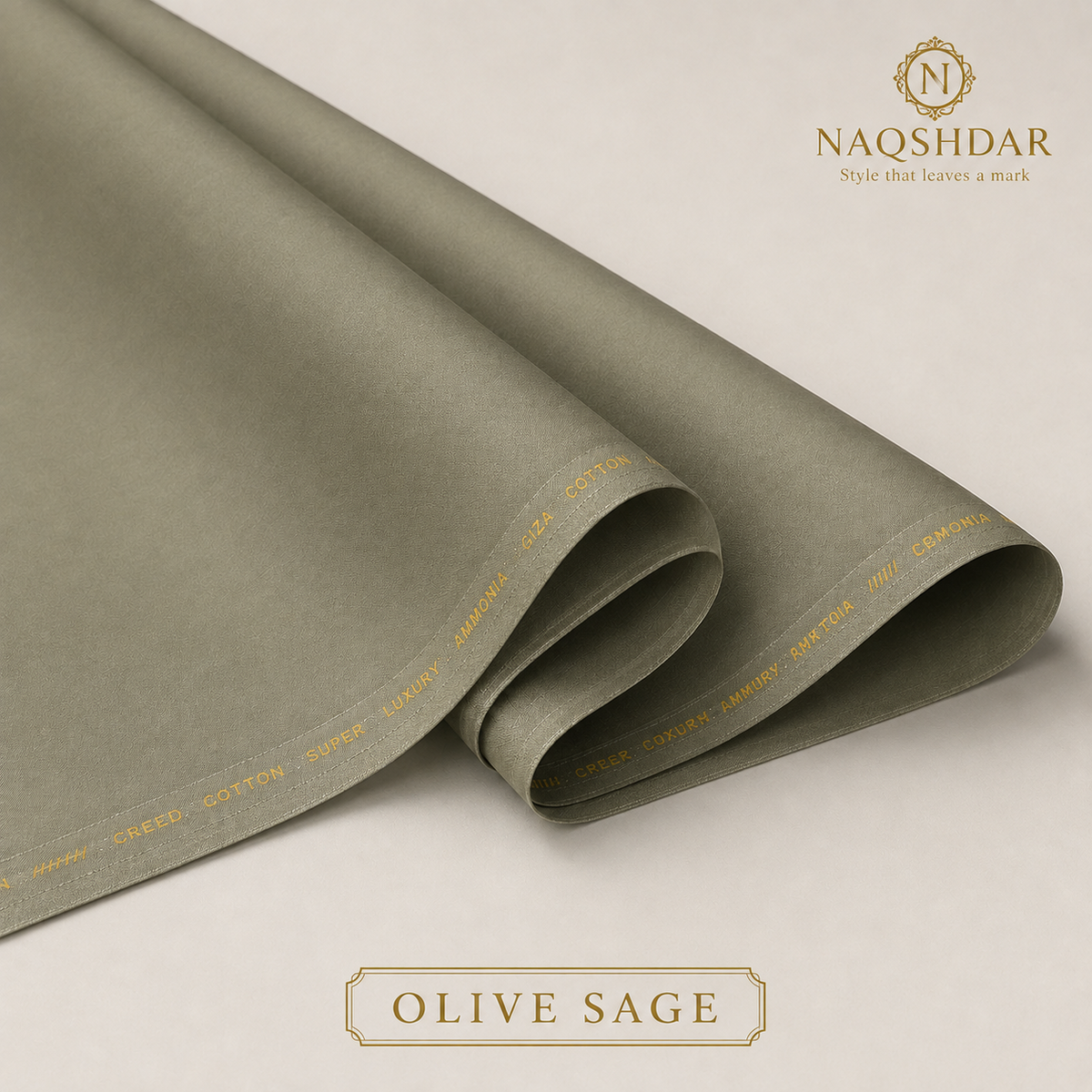Creed Cotton in Olive Sage – liquid ammonia finished fabric