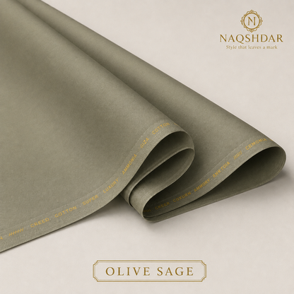 Creed Cotton in Olive Sage – liquid ammonia finished fabric