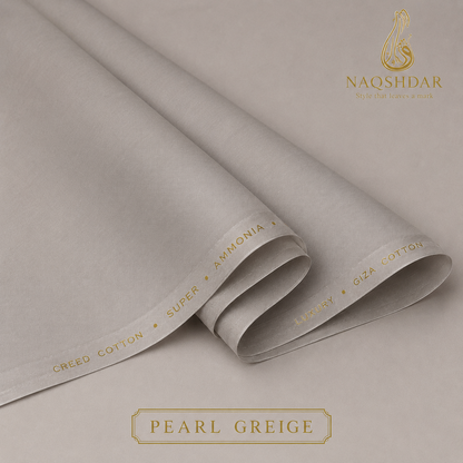 Creed Cotton in Pearl Greige – liquid ammonia finished fabric