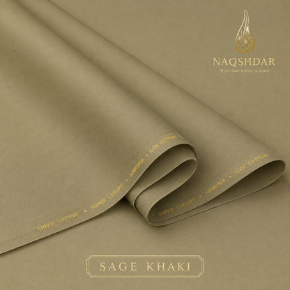 Creed Cotton in Sage Khaki – liquid ammonia finished fabric