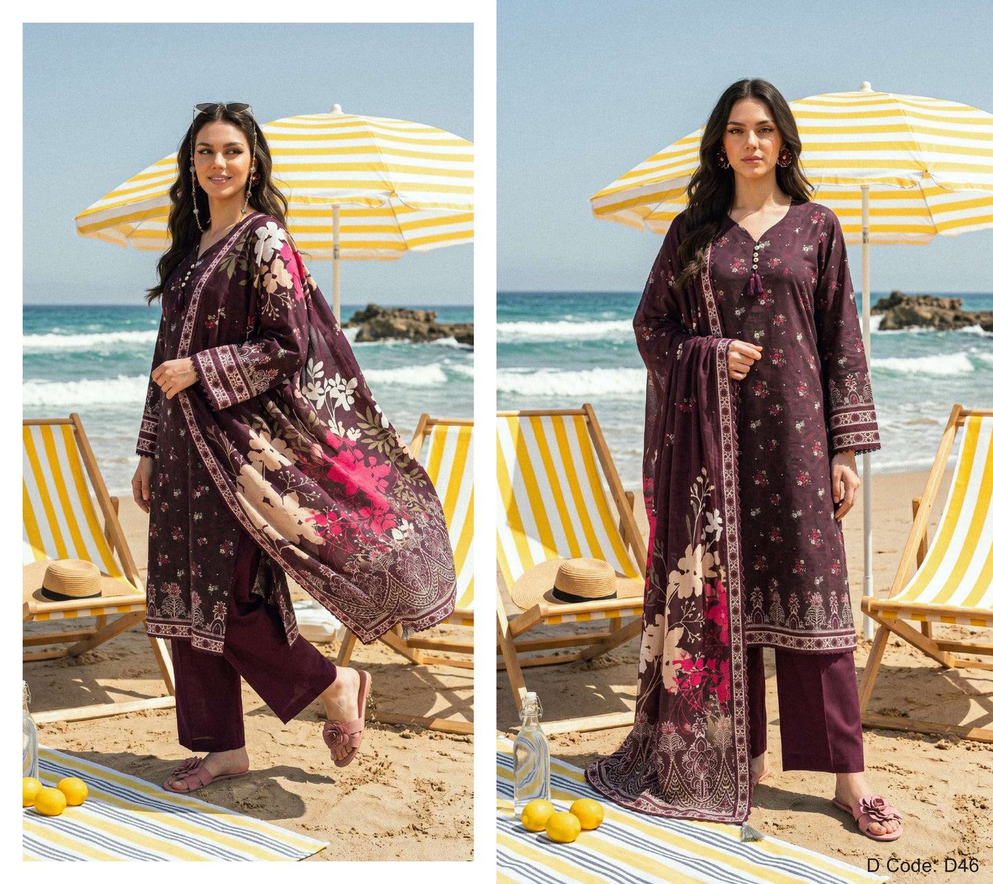 Elaya Prints Premium Lawn 2026 - Design D46 - catalog image 3