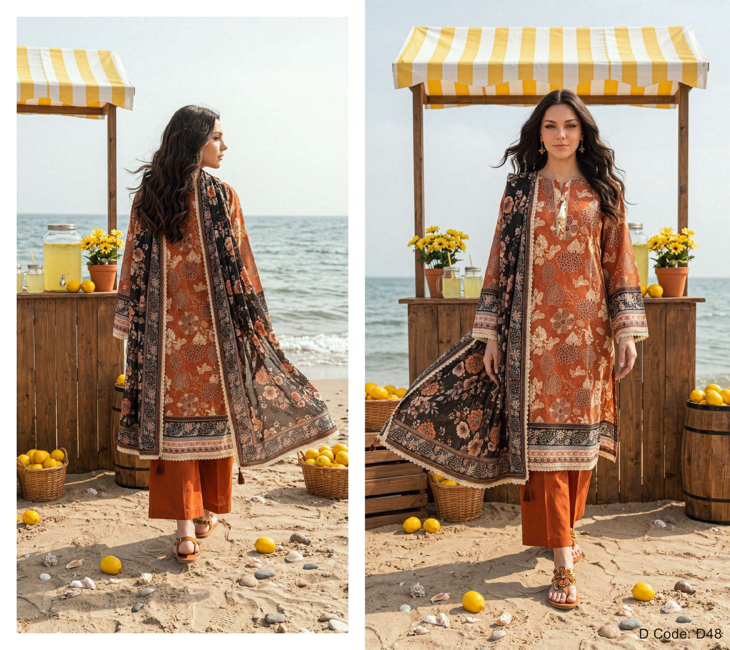 Elaya Prints Premium Lawn 2026 - Design D48 - catalog image 3