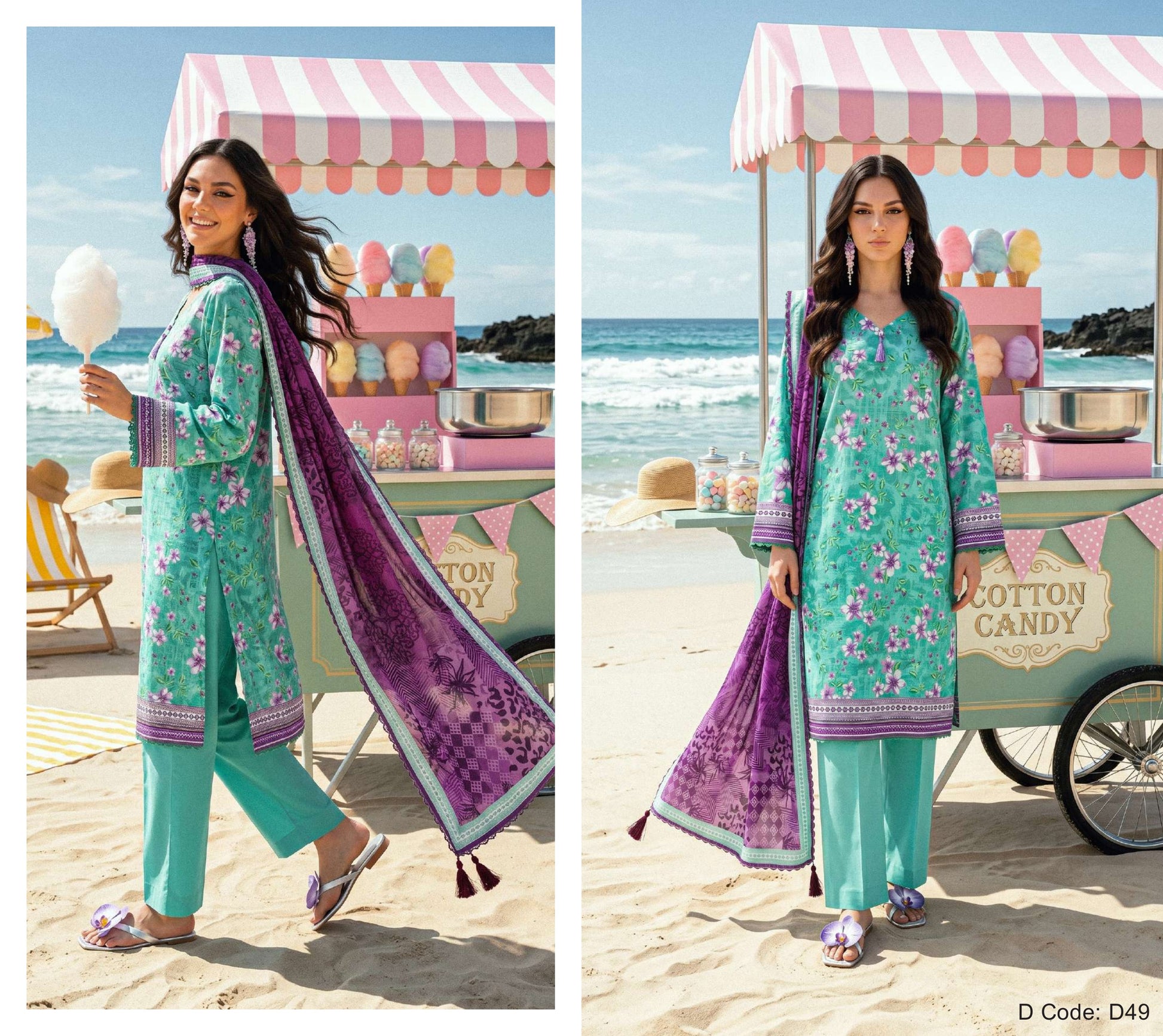 Elaya Prints Premium Lawn 2026 - Design D49 - catalog image 3