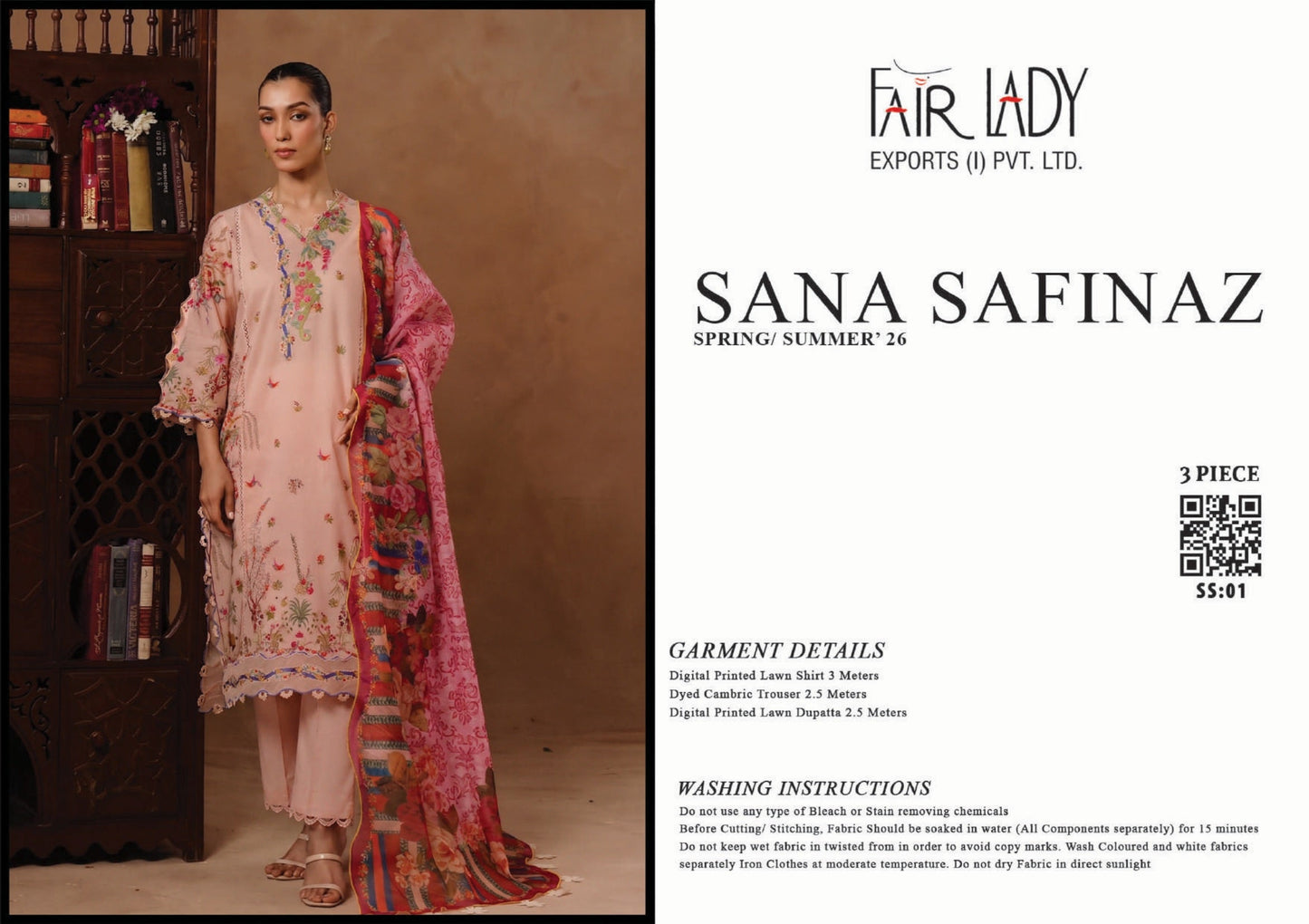 Fair Lady by Sana Safinaz - Design SS-01 full-color 3-piece printed lawn