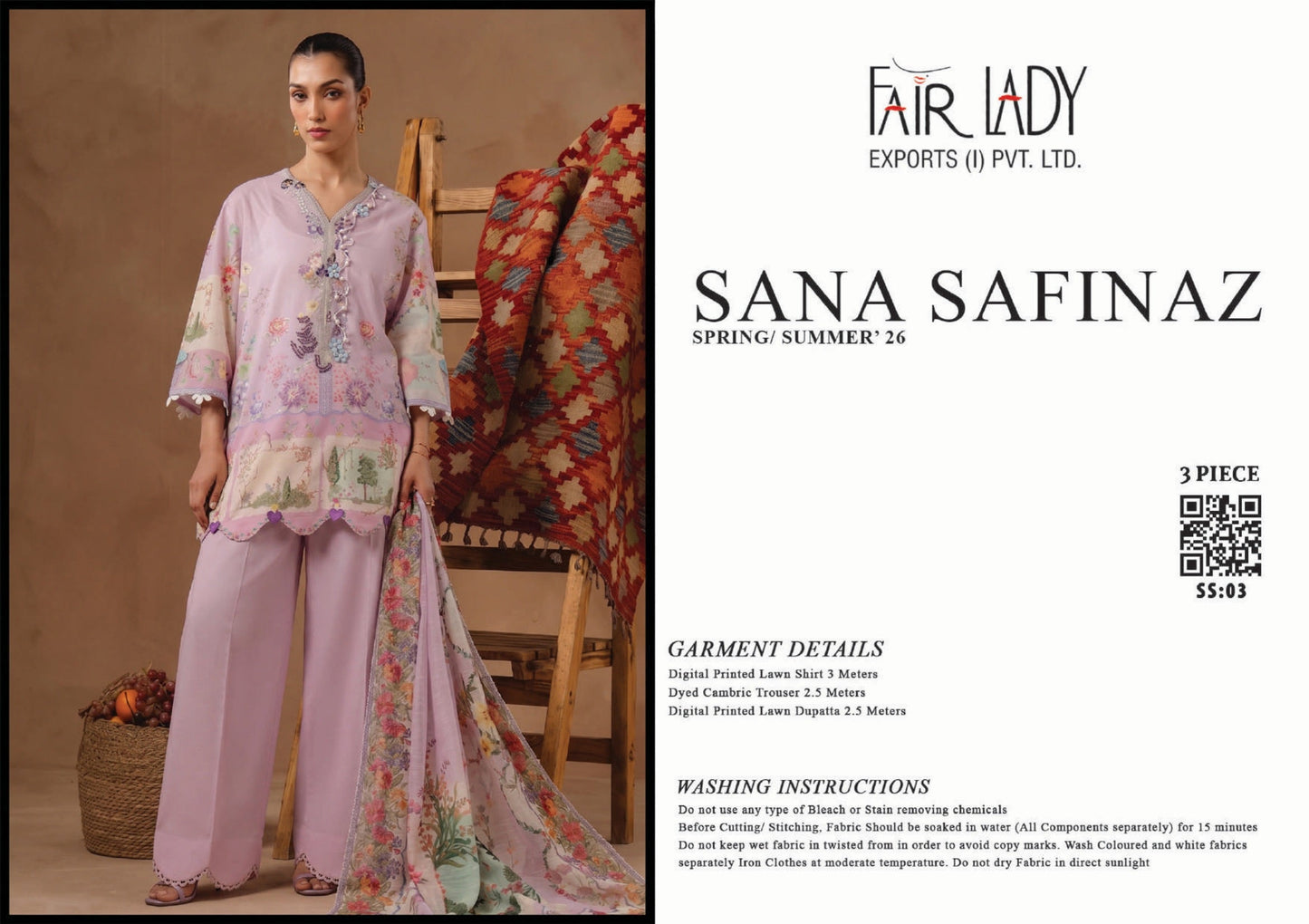 Fair Lady by Sana Safinaz - Design SS-03 full-color 3-piece printed lawn