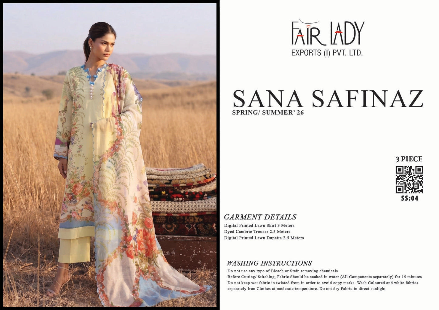 Fair Lady by Sana Safinaz - Design SS-04 full-color 3-piece printed lawn