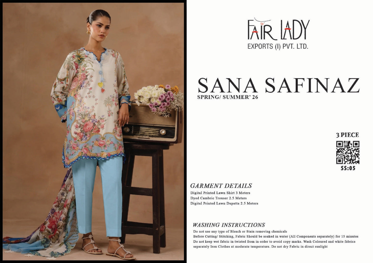 Fair Lady by Sana Safinaz - Design SS-05 full-color 3-piece printed lawn