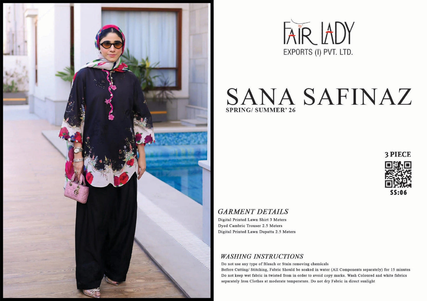 Fair Lady by Sana Safinaz - Design SS-06 full-color 3-piece printed lawn