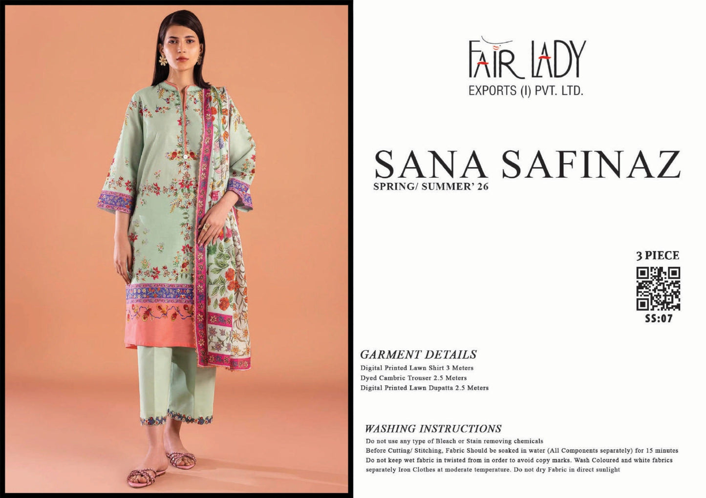Fair Lady by Sana Safinaz - Design SS-07 full-color 3-piece printed lawn