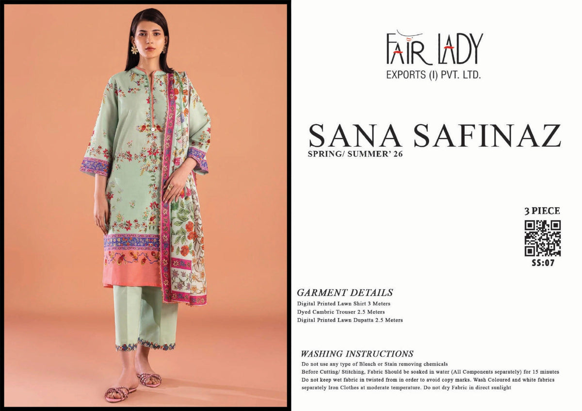 Fair Lady by Sana Safinaz - Design SS-07 full-color 3-piece printed lawn
