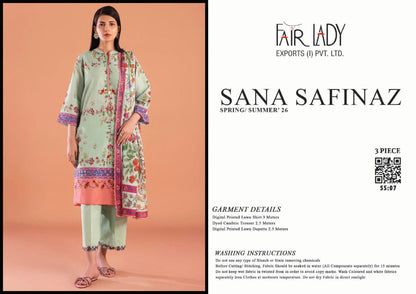 Fair Lady by Sana Safinaz - Design SS-07 full-color 3-piece printed lawn