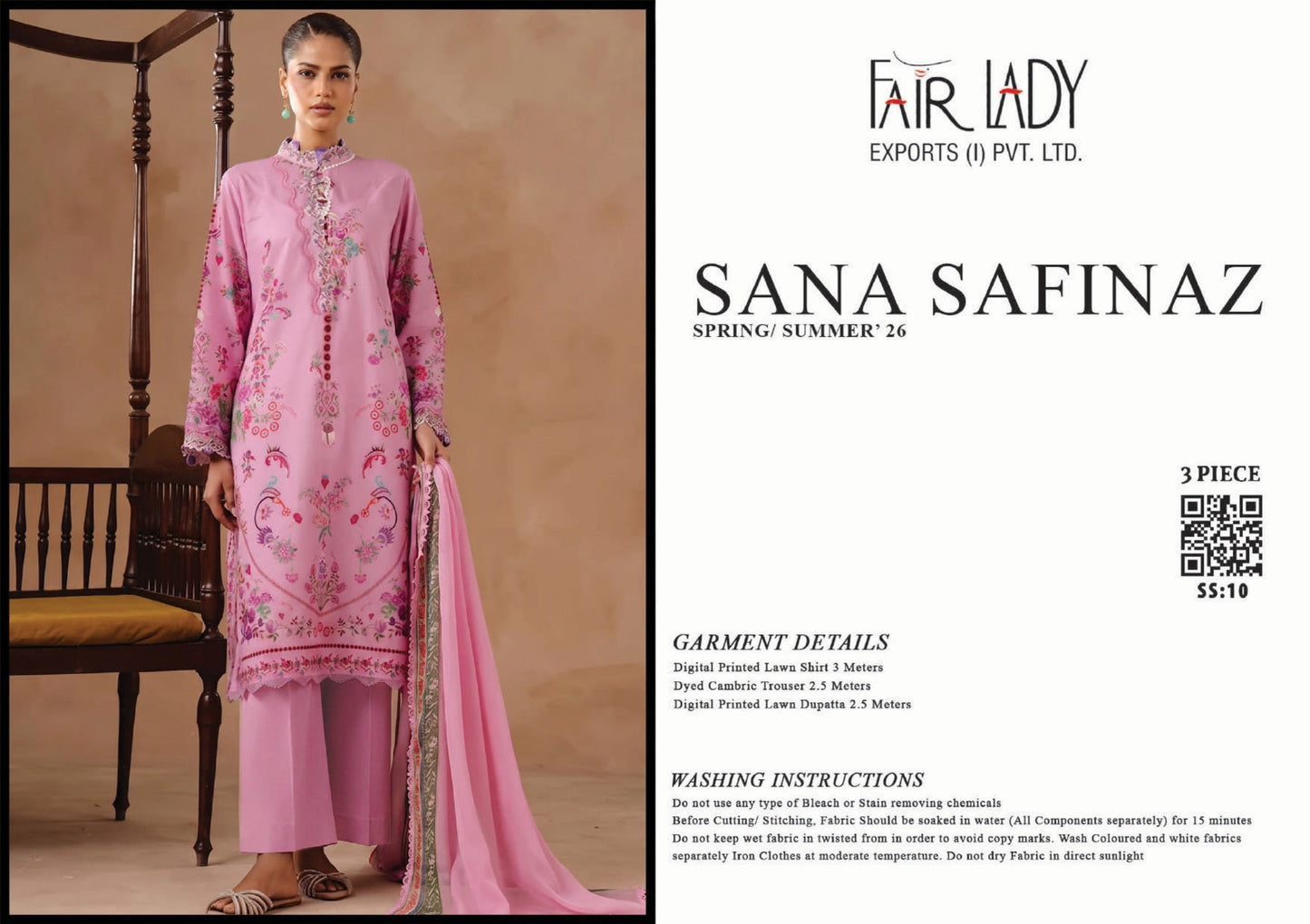 Fair Lady by Sana Safinaz - Design SS-10 full-color 3-piece printed lawn