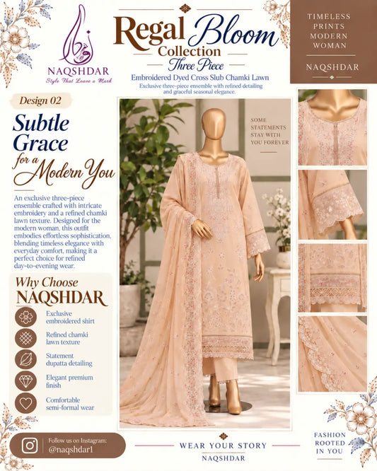 Queen of Hearts Floral Dawn blush peach unstitched chamki lawn 3 piece main catalog view