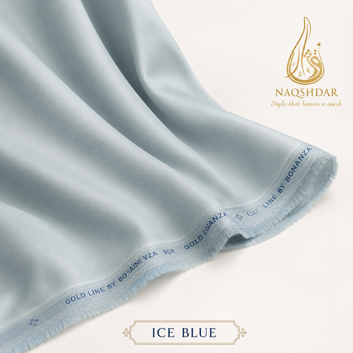Gold Line by Bonanza men's wash n wear fabric - Ice Blue