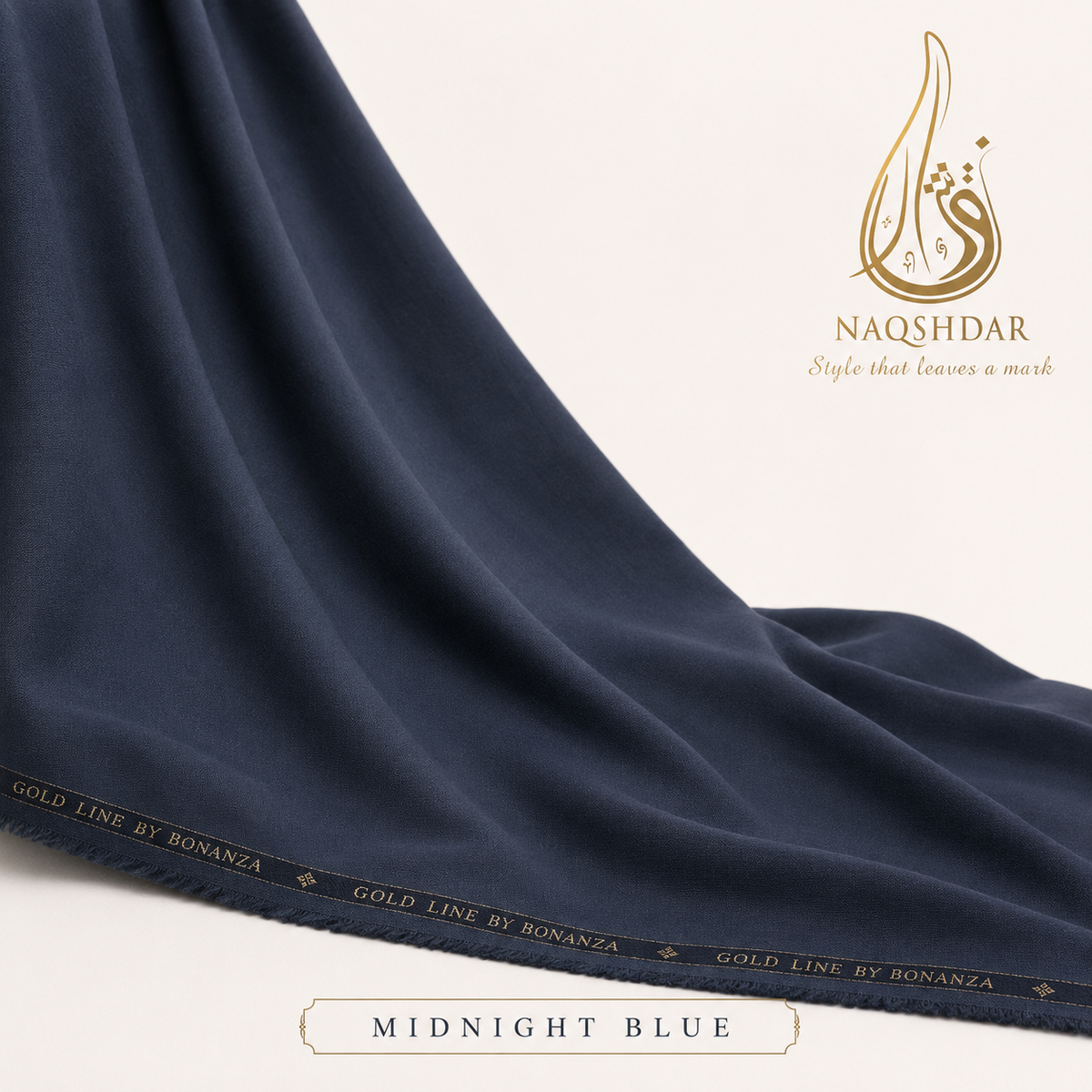 Gold Line by Bonanza men's wash n wear fabric - Midnight Blue