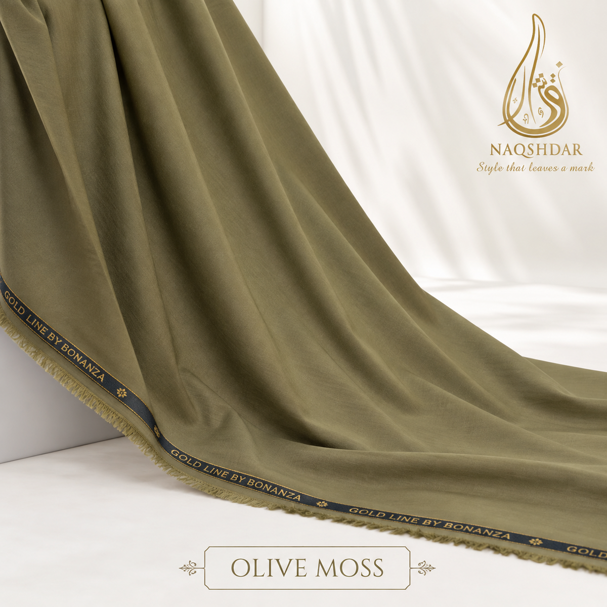 Gold Line by Bonanza men's wash n wear fabric - Olive Moss