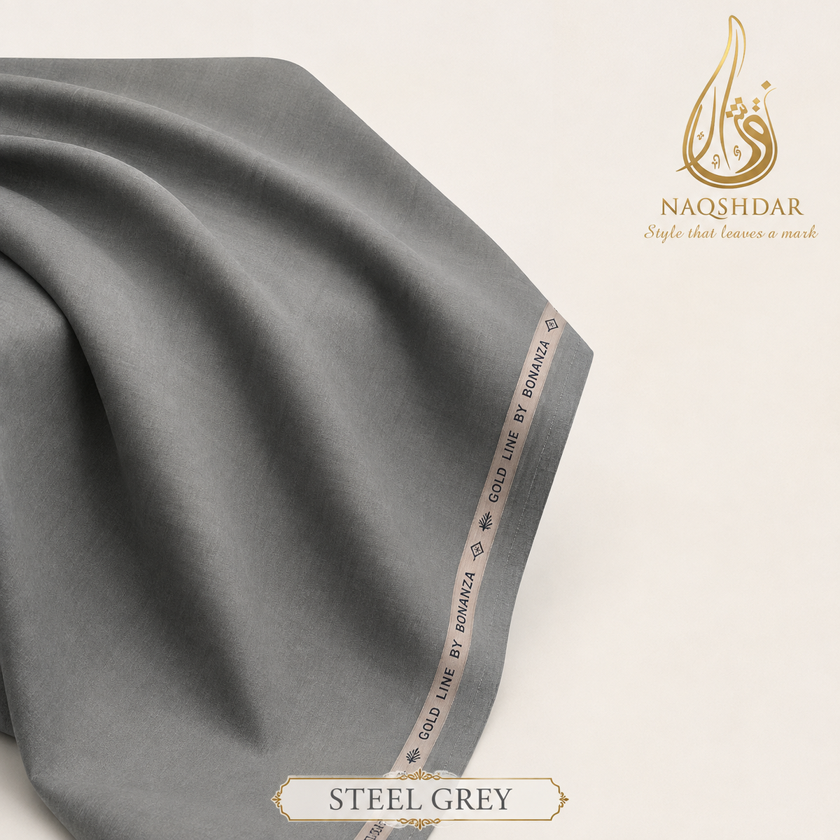 Gold Line by Bonanza men's wash n wear fabric - Steel Grey