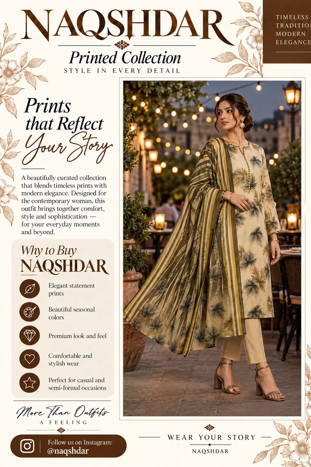 Ivory Grove cream digital printed chamki lawn three-piece suit