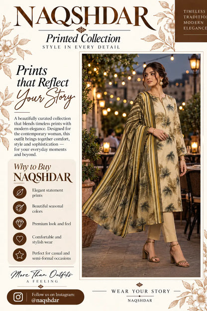 Ivory Grove cream digital printed chamki lawn three-piece suit