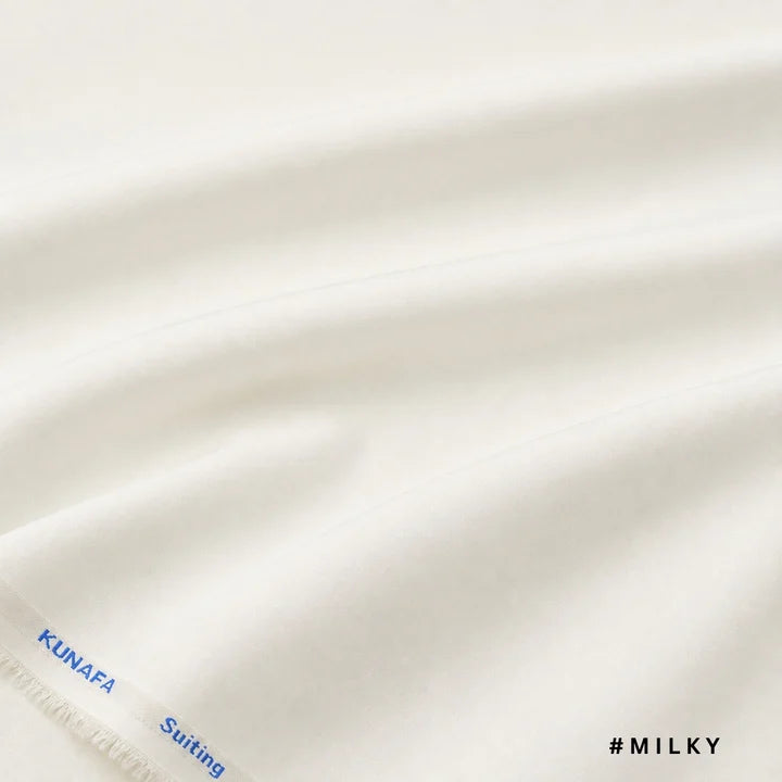 Kunafa Luxe Four Season men’s suiting fabric in Milky