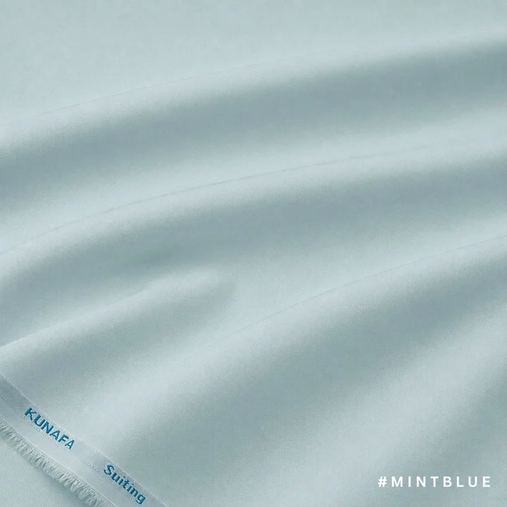 Kunafa Luxe Four Season men’s suiting fabric in Mint Blue