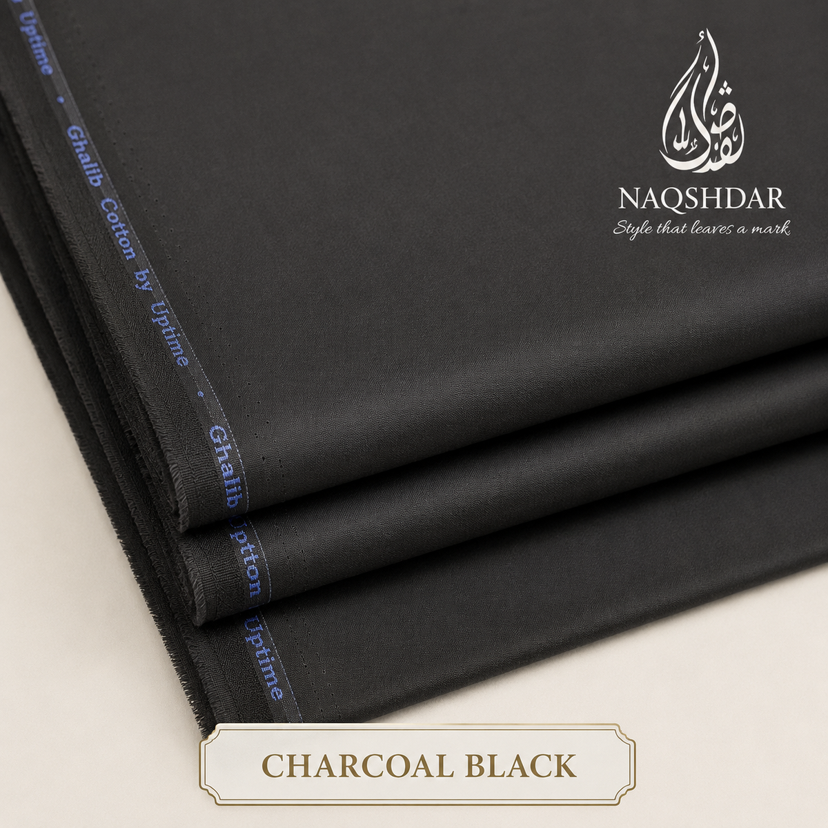 Naqshdar Ghalib Cotton in Charcoal Black
