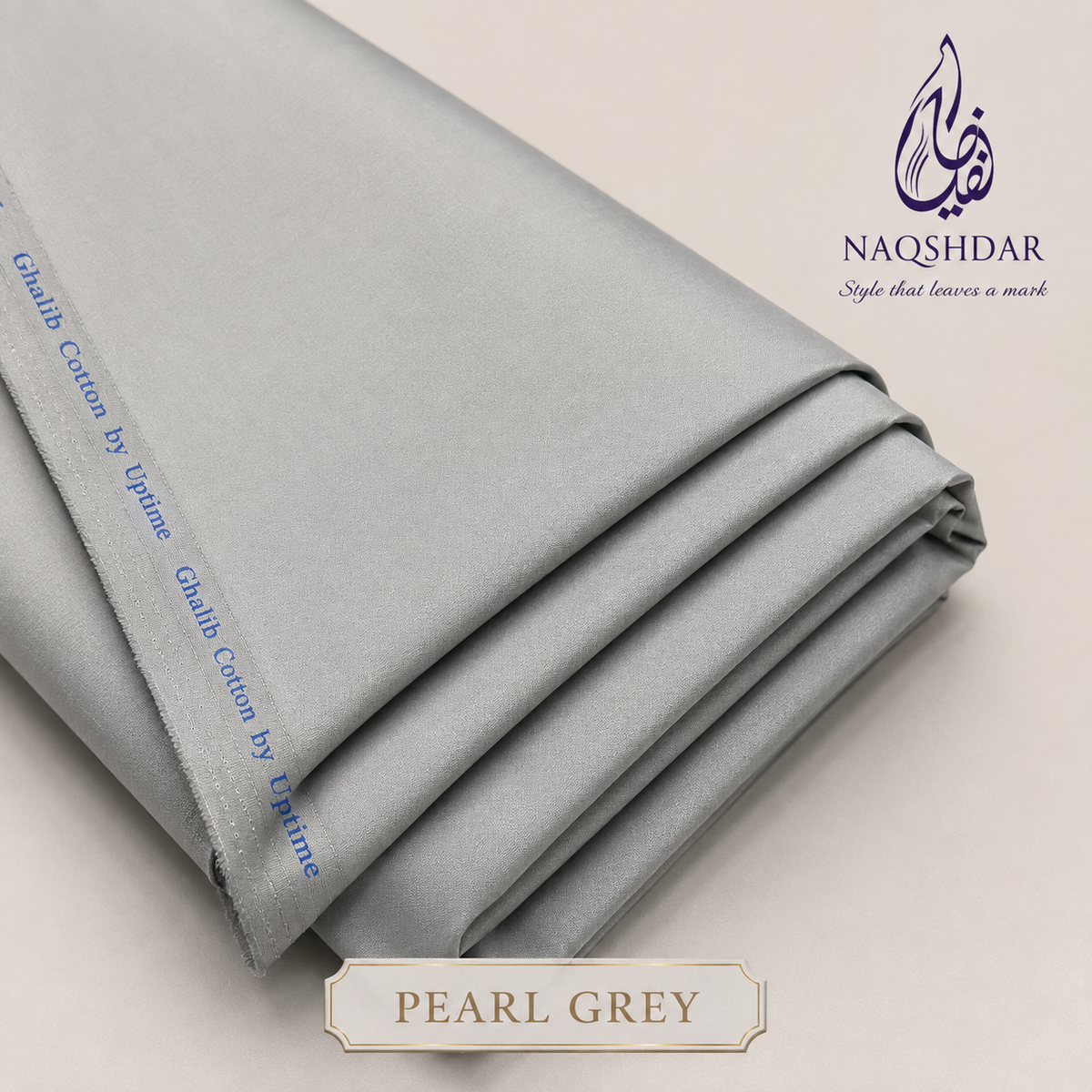 Naqshdar Ghalib Cotton in Pearl Grey