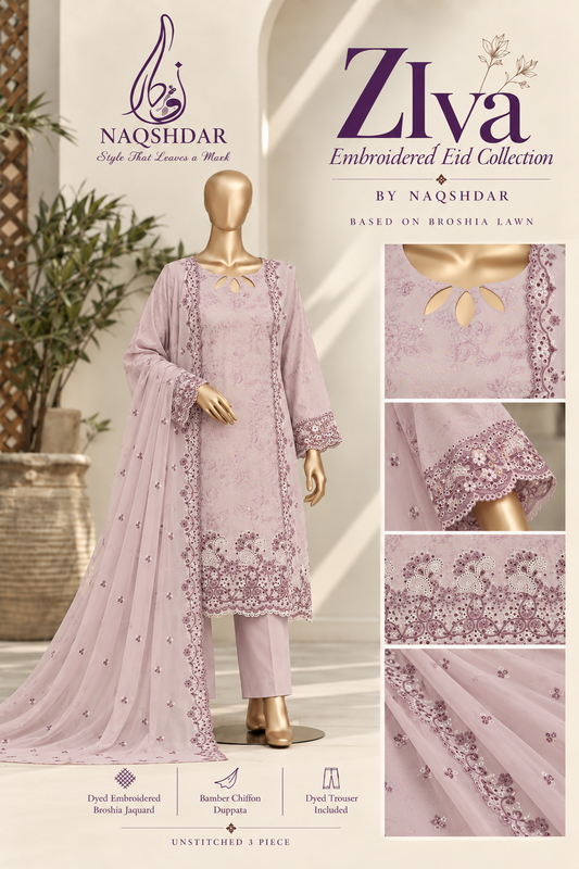 Ziva Lilac Veil embroidered Broshia jacquard 3 piece suit