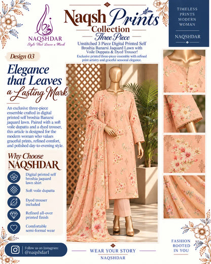 Blush Lily 3PC Broshia Lawn Naqshdar catalog view
