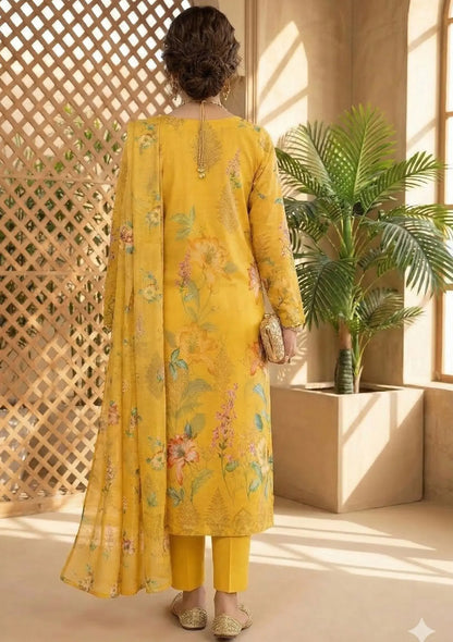 Golden Marigold 3PC Broshia Lawn back view