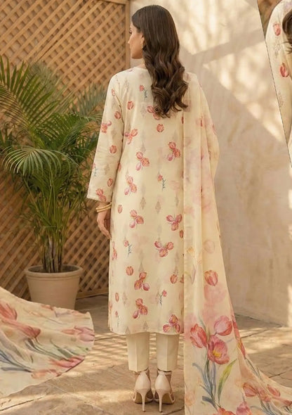 Ivory Tulip 3PC Broshia Lawn back view