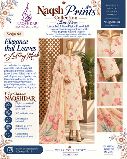 Ivory Tulip 3PC Broshia Lawn Naqshdar catalog view