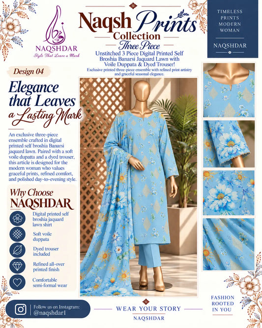 Sky Garden 3PC Broshia Lawn Naqshdar catalog view