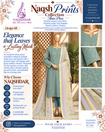 Prints Collection Volume 2 Aqua Lilac aqua and lilac unstitched 3 piece lawn Naqshdar catalog view