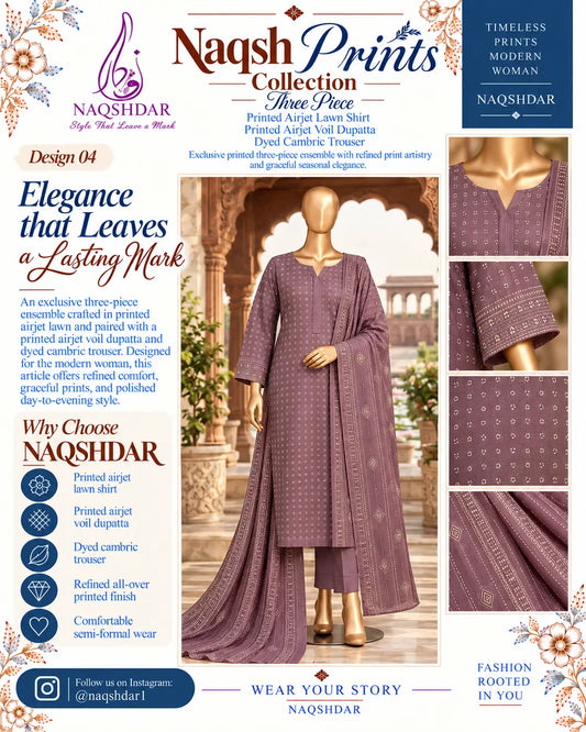 Prints Collection Volume 2 Mauve Mosaic mauve and plum unstitched 3 piece lawn Naqshdar catalog view